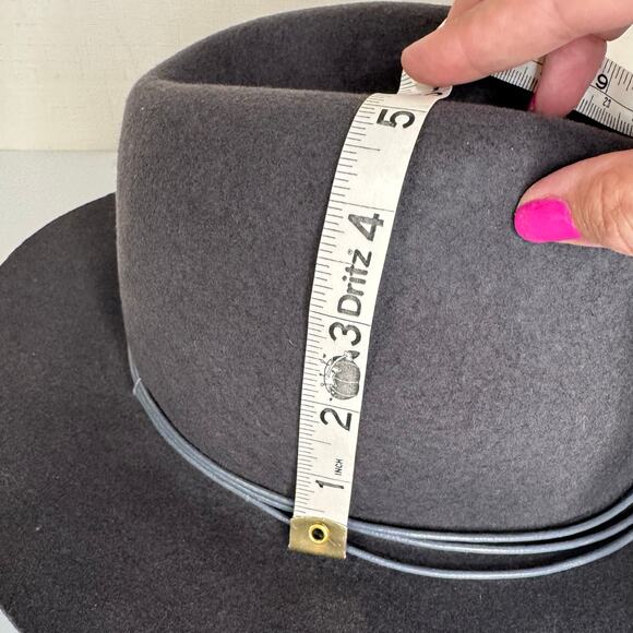 HATATTACK Wool Fedora Hat Made in USA Felt Western Boho Festival Leather Grey - Picture 12 of 12